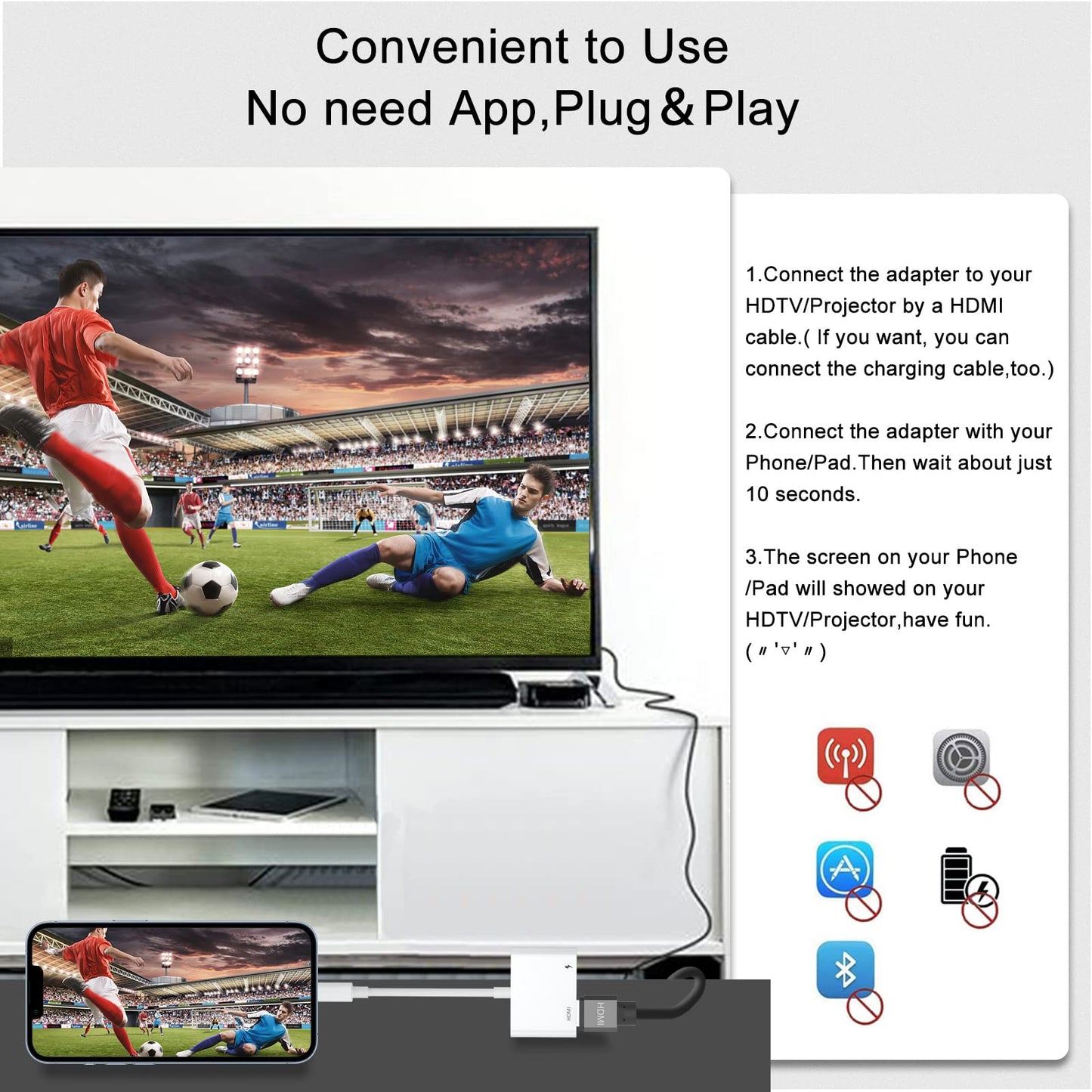 Iphone/Ipad hdmi adapter 1080P Video&Audio